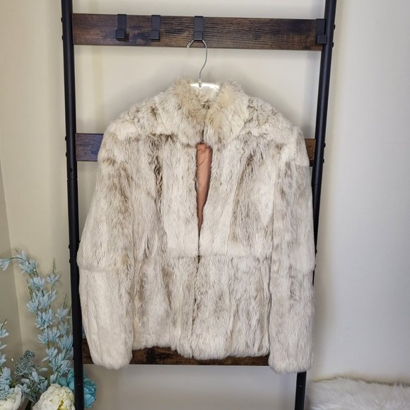 Split End Ltd. Jackets & Blazers - Split End Ltd Vintage Genuine Rabbit Fur Coat cream Hong Kong Womens Sz M